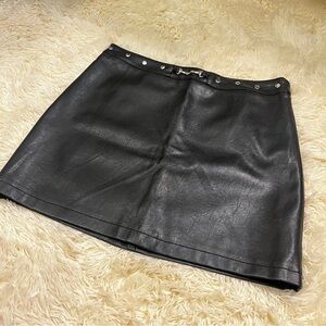 Forever 21 Black Faux Leather Mini Skirt with Stud Detail
